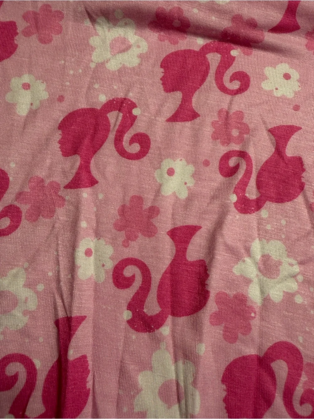 Barbie Girls' Pink Floral & Silhouette Long Sleeve Pajama Set NWT